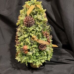 Vintage MCM Plastic Christmas Tree / Topiary/ Table  Decor Fruit Pine Cone 18x11